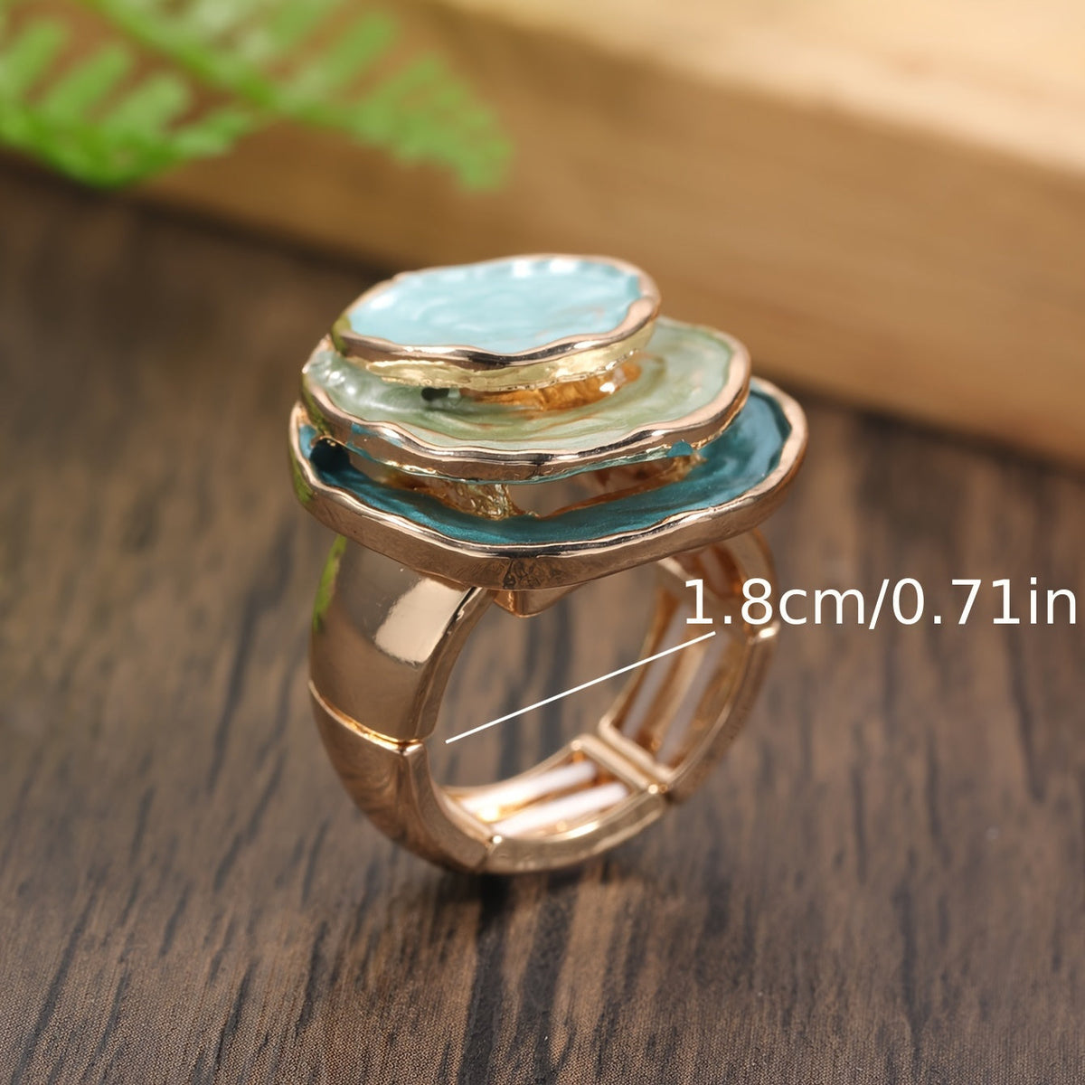 Boho stiliaus trijų sluoksnių žiedas su emaliu