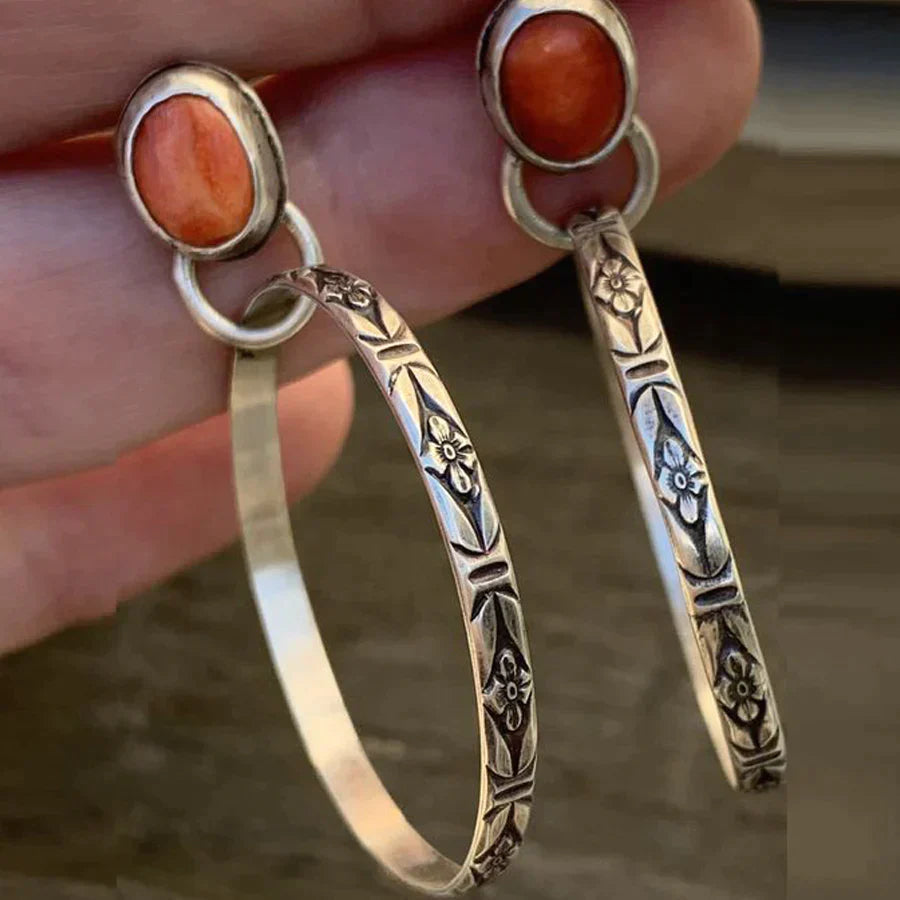 Boho stiliaus auskarai su oniksu