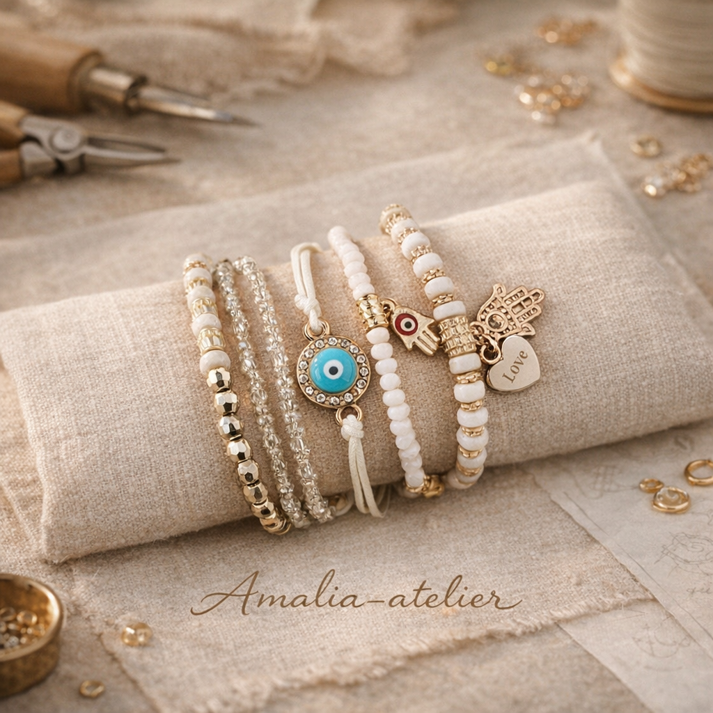 Safira Hamsa apyrankių rinkinys – simbolinė elegancija