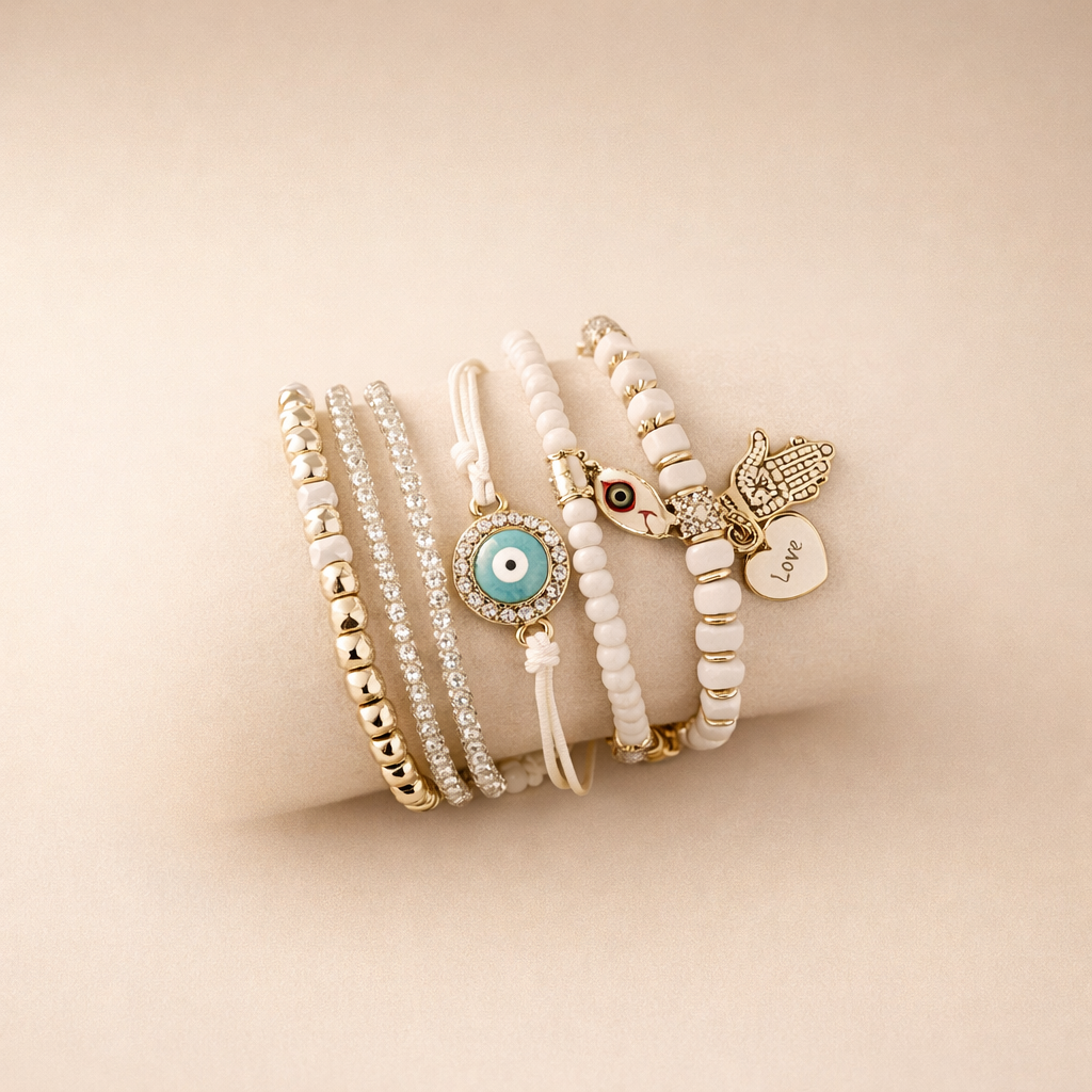 Safira Hamsa apyrankių rinkinys – simbolinė elegancija