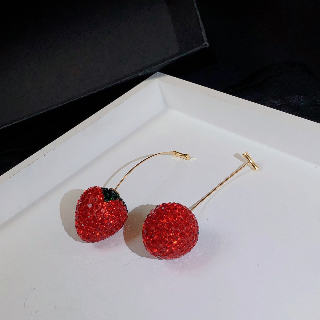 Zircon big strawberry fruit auskarai