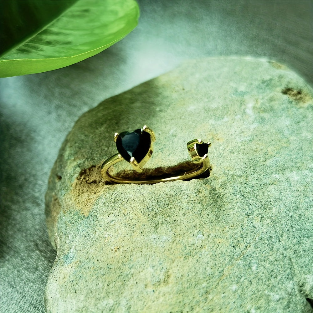 Minimalistinis klasikinis obsidiano žiedas