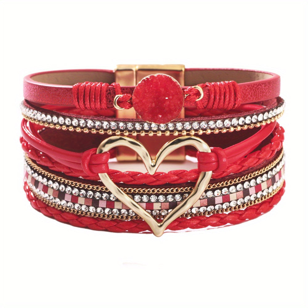 Boho stiliaus daugiasluoksnė odinė apyrankė