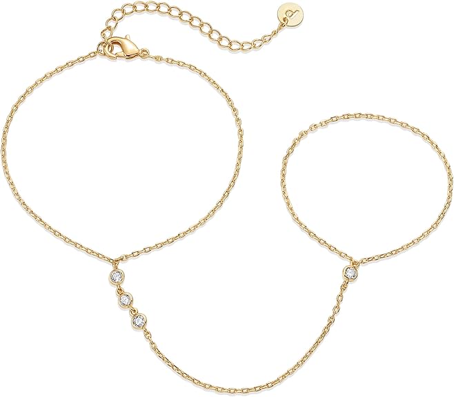 Auksinė „Handchain“ stiliaus apyrankė