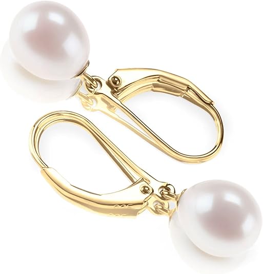 Perlas dangle auskarai | Auksinis