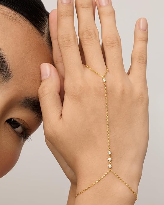 Auksinė „Handchain“ stiliaus apyrankė