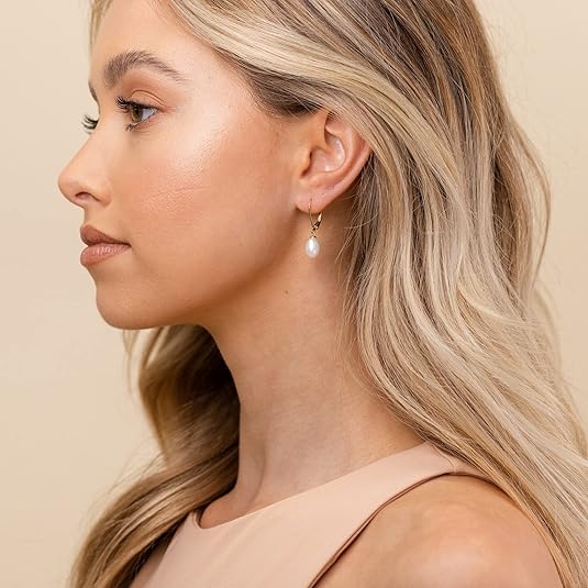 Perlas dangle auskarai | Auksinis