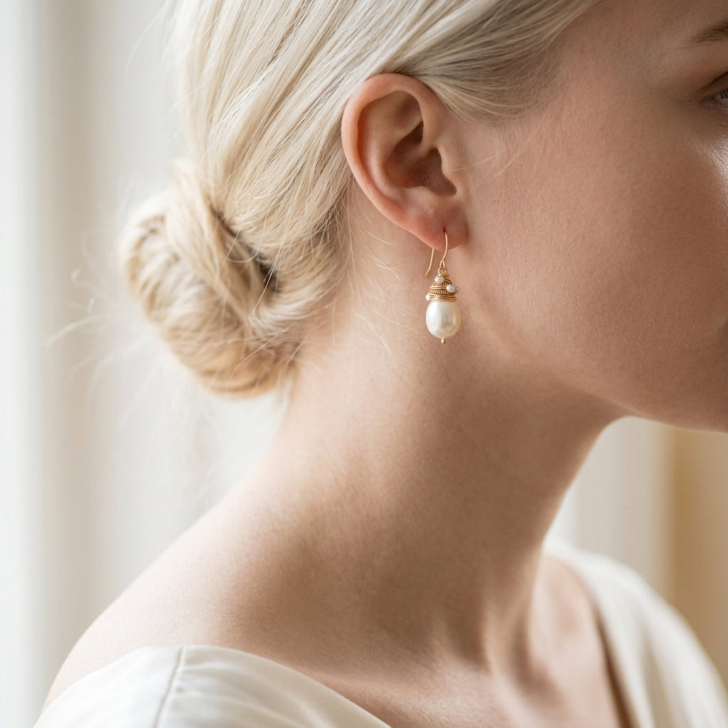 Auksinės Siūlo Perlų Vintage-Auskarai