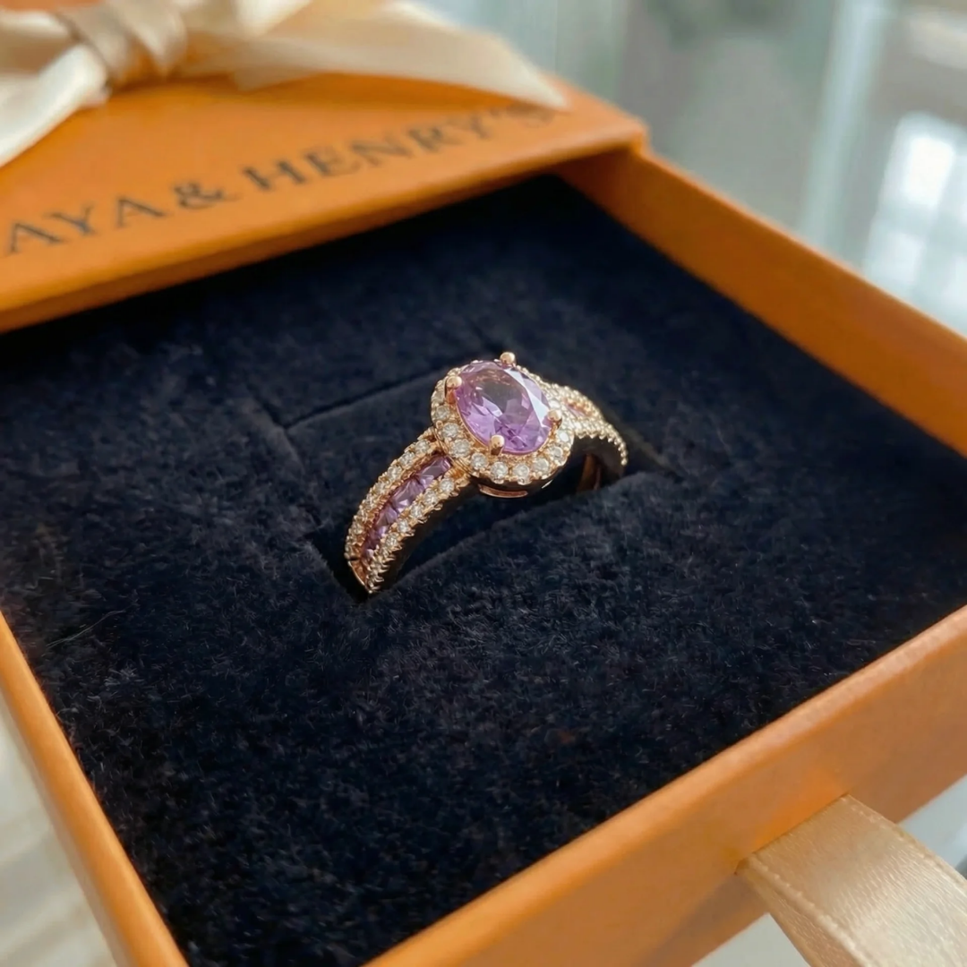 Odelia violet lumina žiedas | Rožinis auksinis