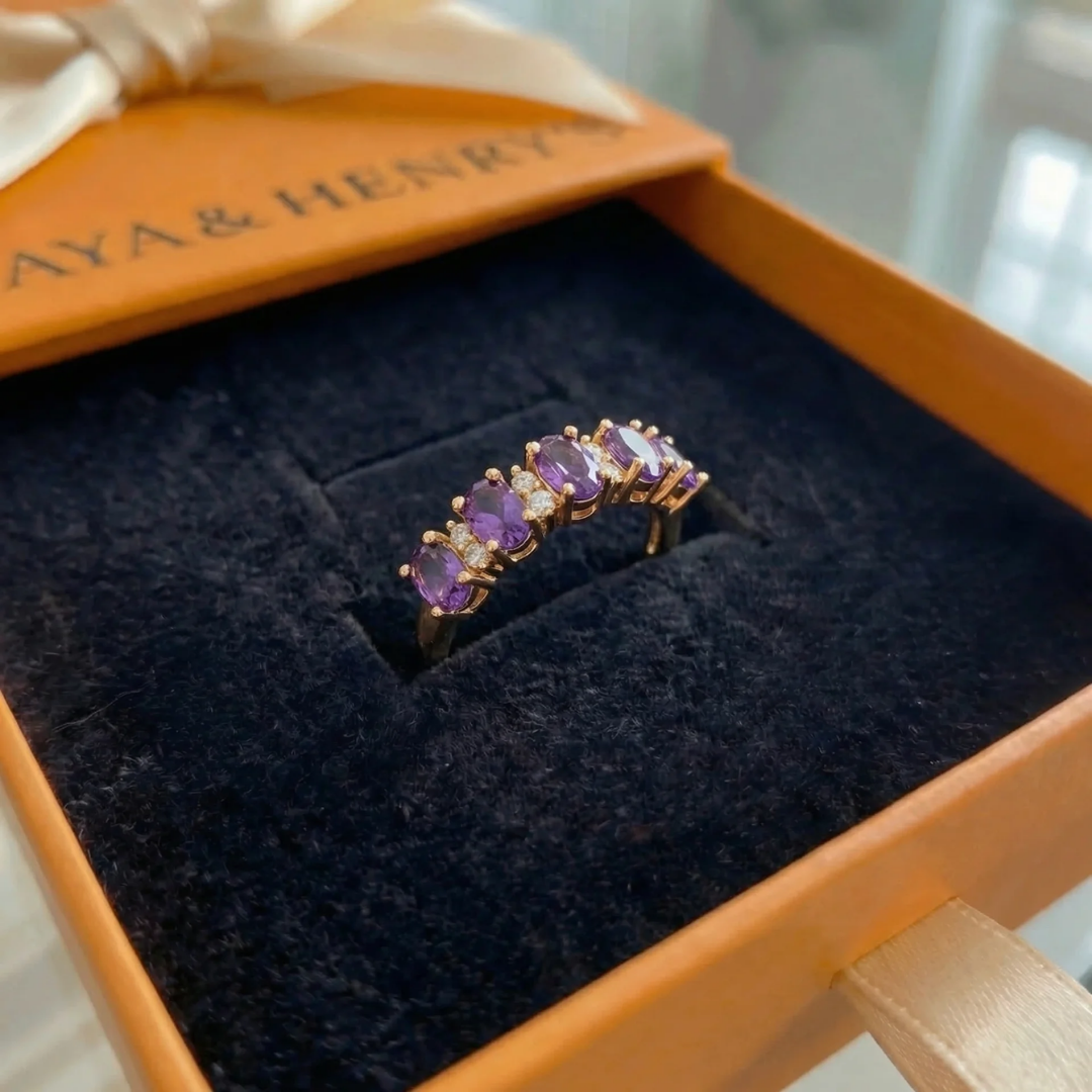 Orlina violet crest žiedas | Rožinis auksinis