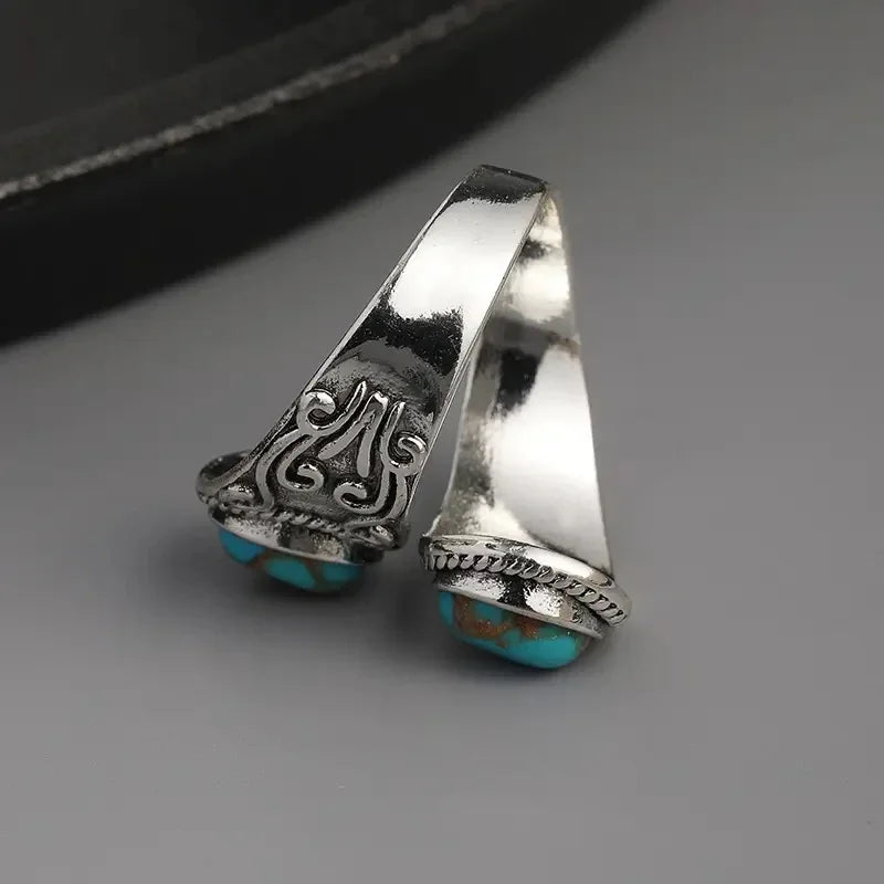 Elegantiškas vintažinis žiedas su turkiu ir kryžiumi