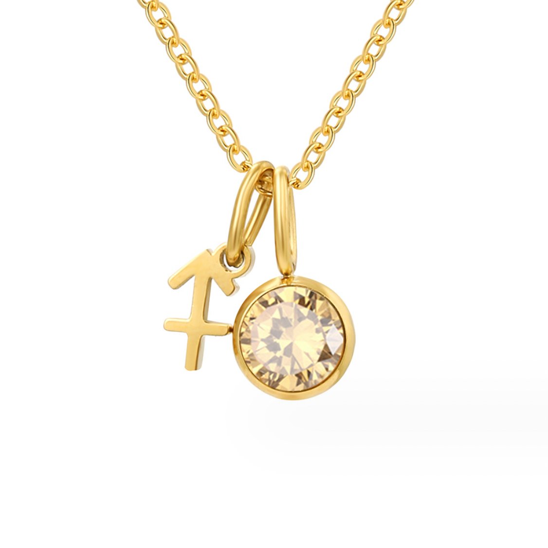 Grandinėlė su zodiako ženklu ir gimimo akmeniu „Astria“