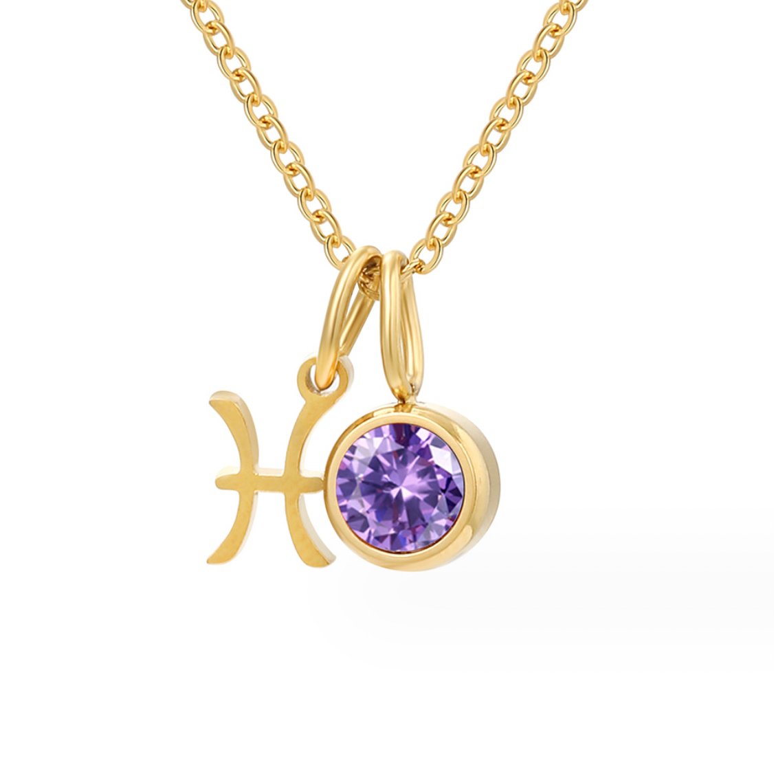 Grandinėlė su zodiako ženklu ir gimimo akmeniu „Astria“
