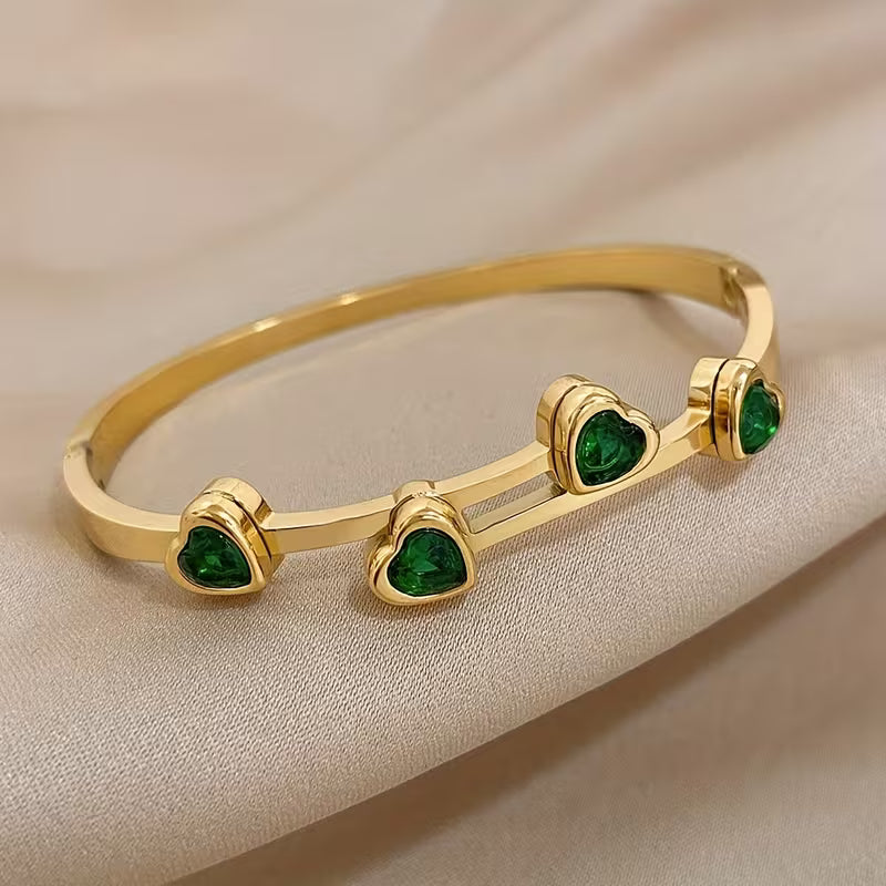 Auksinė „Verde Hearts“ apyrankė