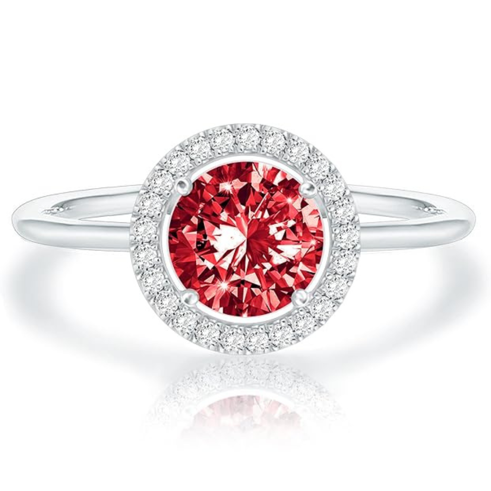 Crimson glow promise rubinas žiedas | Baltas auksinis
