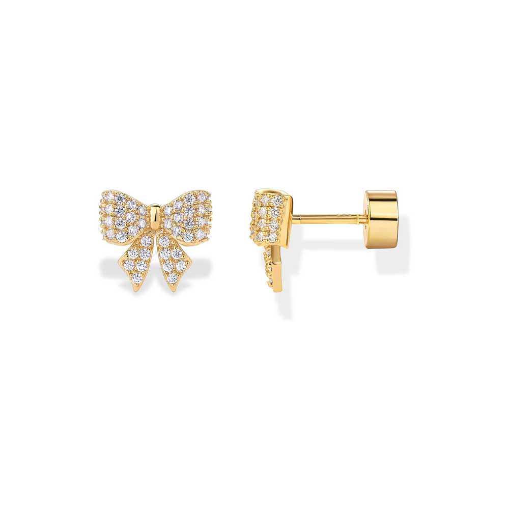 Bow motif auskarai | Auksinis