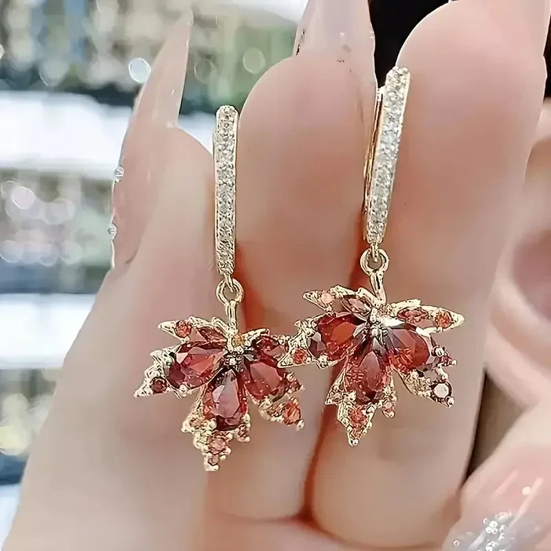 Zircon leafshine auskarai | Auksinis