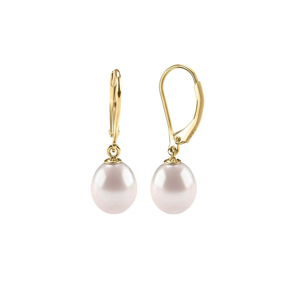 Perlas dangle auskarai | Auksinis