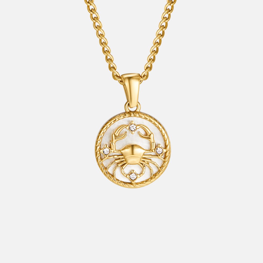 Grandinėlė su balta kriaukle ir zodiako moneta „Regina“
